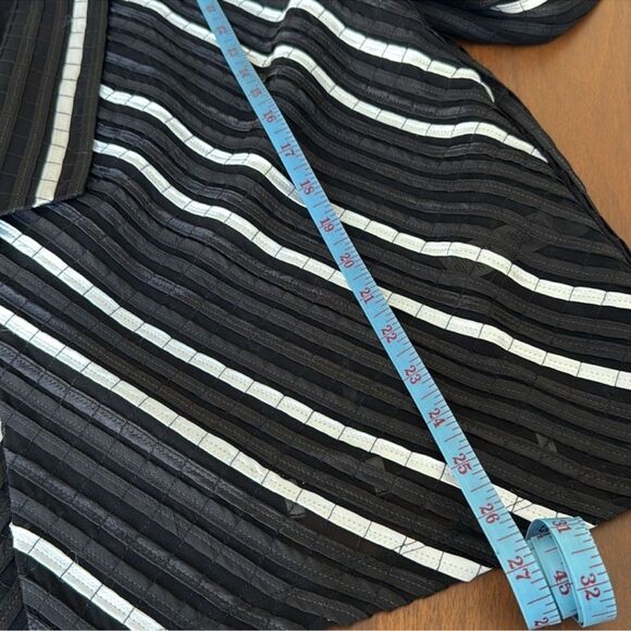 Chicos Tuxedo Style Sheer Dress Jacket Black White 3 16 XL - Picture 6 of 8